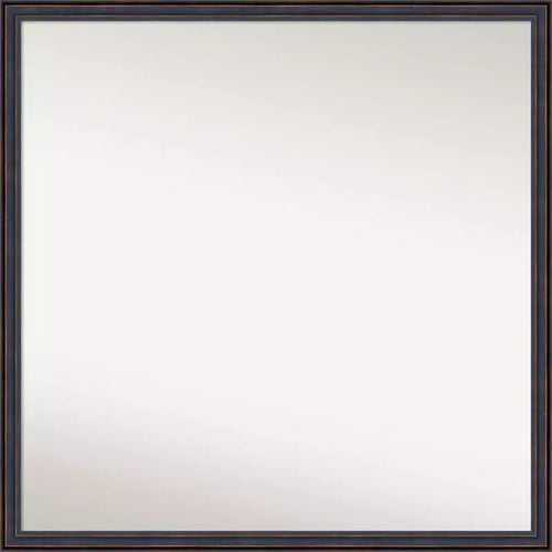28" x 28" Non-Beveled Scoop Wood Bathroom Wall Mirror Dark Bronze - Amanti Art: Modern Square Design, Wall Mount, Wood Frame