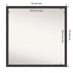 Specchio da parete quadrato con cornice in legno, non smussato, 71 x 71 cm, bronzo scuro