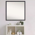 28" x 28" Non-Beveled Square Wood Framed Wall Mirror, Dark Bronze