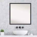 Specchio da parete quadrato con cornice in legno, non smussato, 71 x 71 cm, bronzo scuro