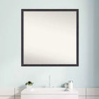 Specchio da parete quadrato con cornice in legno, non smussato, 71 x 71 cm, bronzo scuro