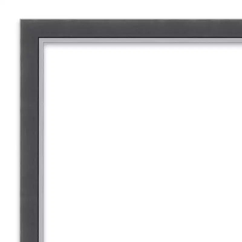 40" x 29" Non-Beveled Bathroom Wall Mirror with Thin Black Silver Frame