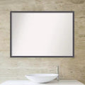 40" x 29" Non-Beveled Bathroom Wall Mirror with Thin Black Silver Frame
