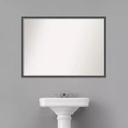 Specchio da parete per bagno non smussato 40" x 29" con sottile cornice nera e argento