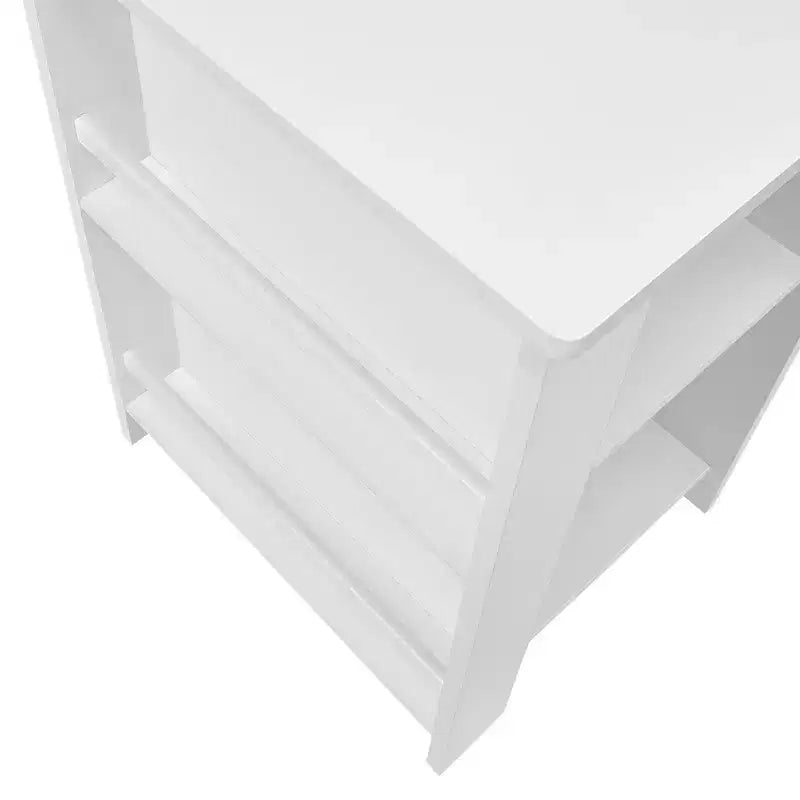 Kids Desk and Chair Set with Storage Cubbies, Bookshelves and Magnetic Art Display Bars, White
