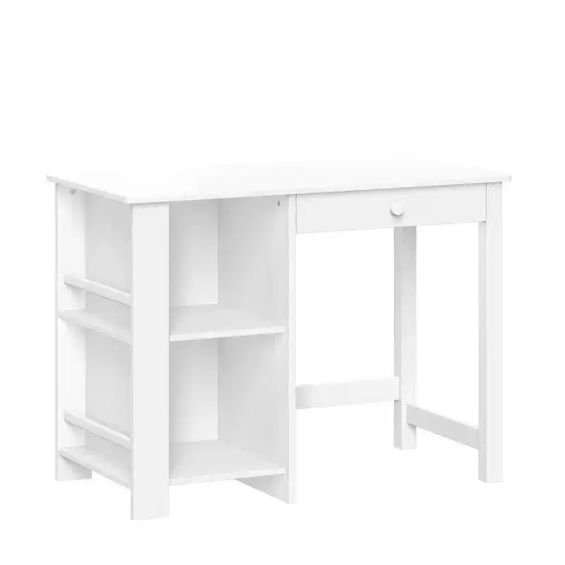 Kids Desk and Chair Set with Storage Cubbies, Bookshelves and Magnetic Art Display Bars, White