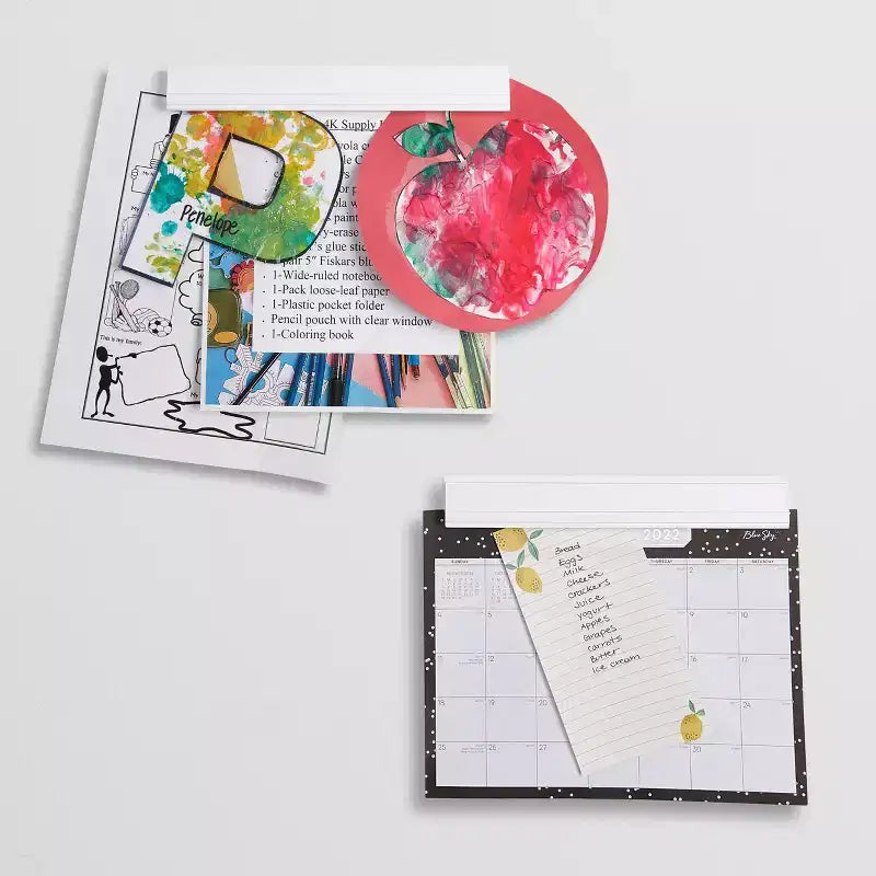 Kids Desk and Chair Set with Storage Cubbies, Bookshelves and Magnetic Art Display Bars, White