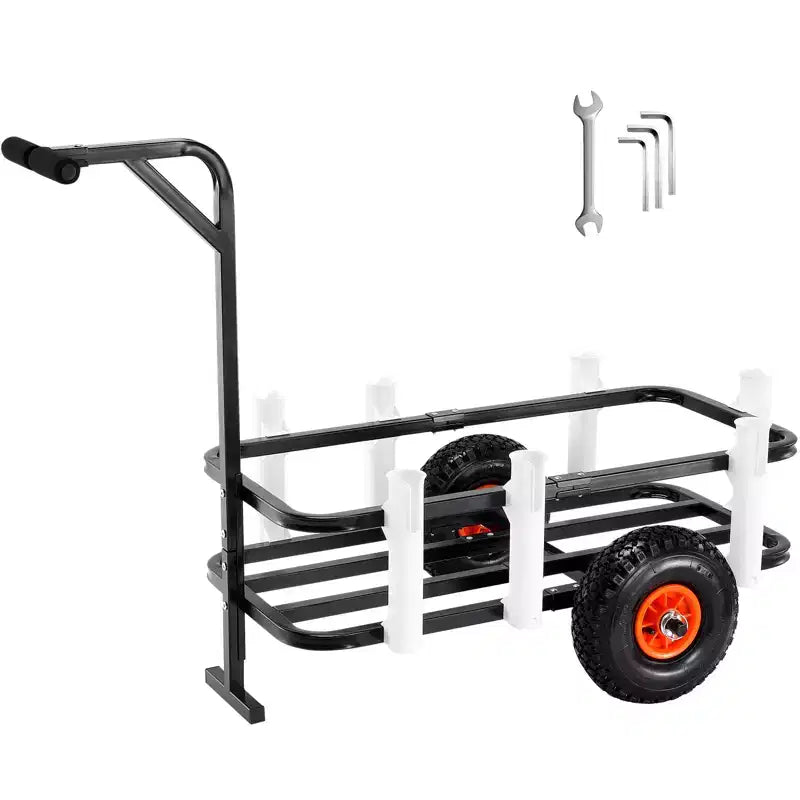 VEVOR Beach Fishing Cart, 200 lbs Load Capacity, Fish and Marine Cart with Two 11 Big Wheels Rubber Balloon Tires for Sand, Pier Wagon Trolley