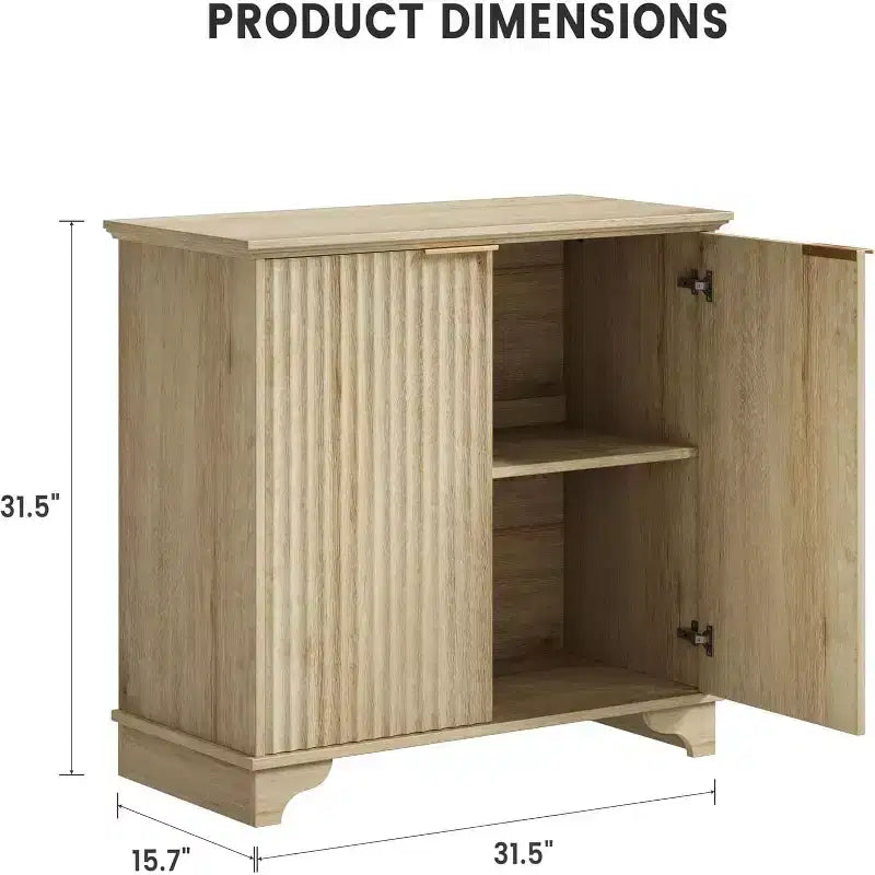 Farmhouse Buffet Cabinet with Fluted Doors & Adjustable Shelves