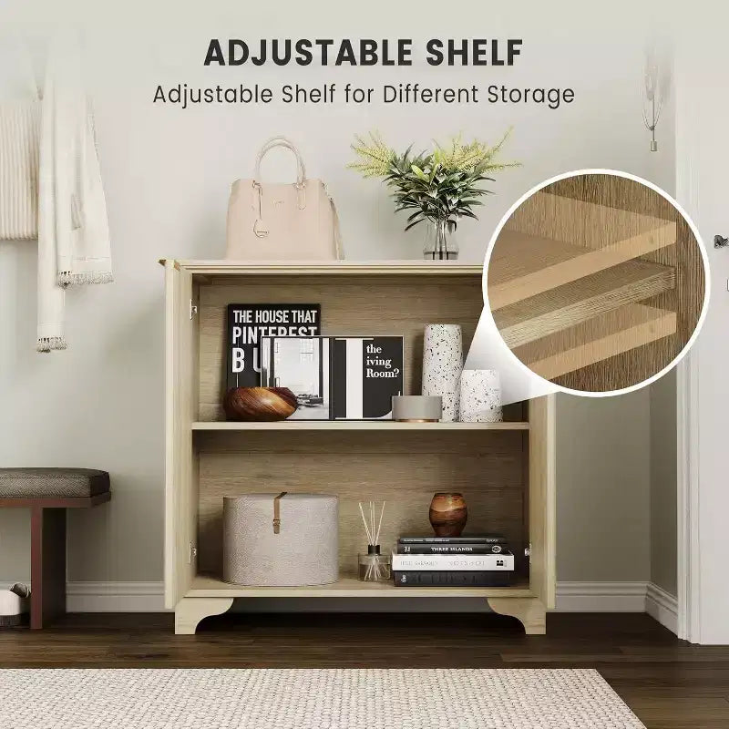 Farmhouse Buffet Cabinet with Fluted Doors & Adjustable Shelves