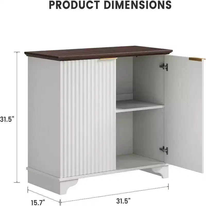 Farmhouse Buffet Cabinet with Fluted Doors & Adjustable Shelves