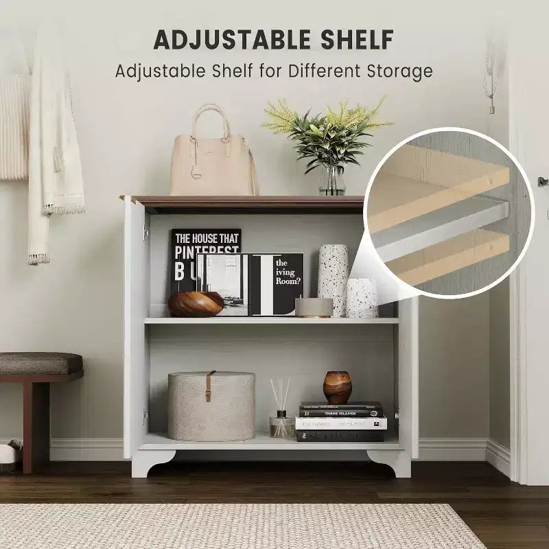 Farmhouse Buffet Cabinet with Fluted Doors & Adjustable Shelves
