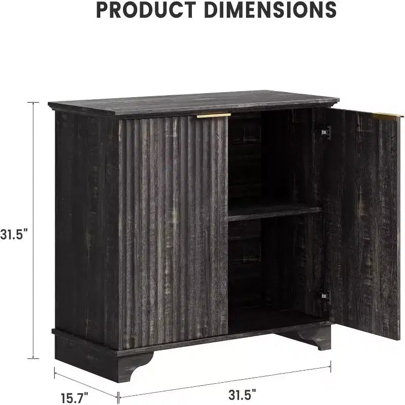 Farmhouse Buffet Cabinet with Fluted Doors & Adjustable Shelves