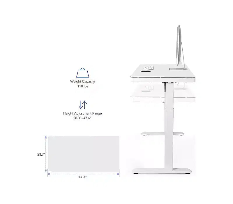 Electric Height Adjustable Standing Desk with Drawer and USB Charging Hub
