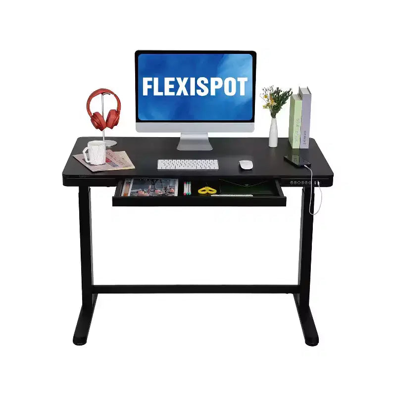 Electric Height Adjustable Standing Desk with Drawer and USB Charging Hub