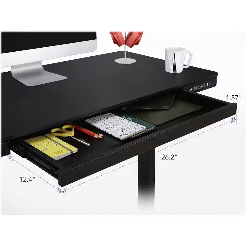 Electric Height Adjustable Standing Desk with Drawer and USB Charging Hub