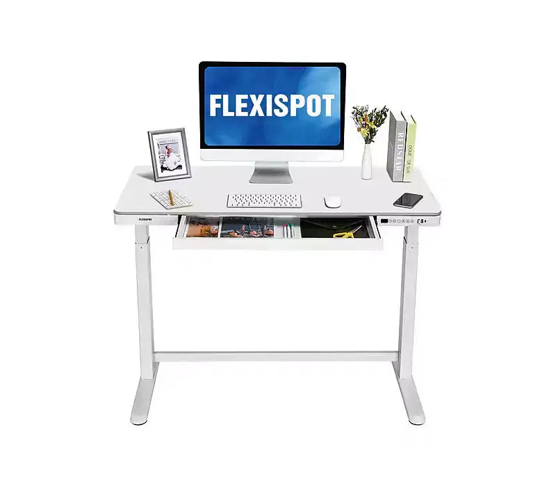 Electric Height Adjustable Standing Desk with Drawer and USB Charging Hub