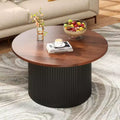Round Coffee Table 32 inch with Solid Wood Frame