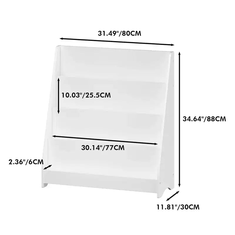 4-Tier Kids Bookshelf with Corner Storage