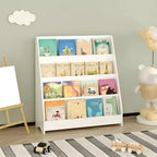Libreria per bambini a 4 ripiani con contenitore angolare