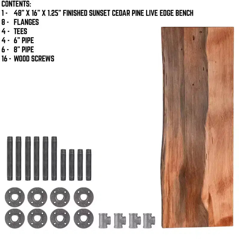 Sunset Cedar Live Edge Wood Accent Bench