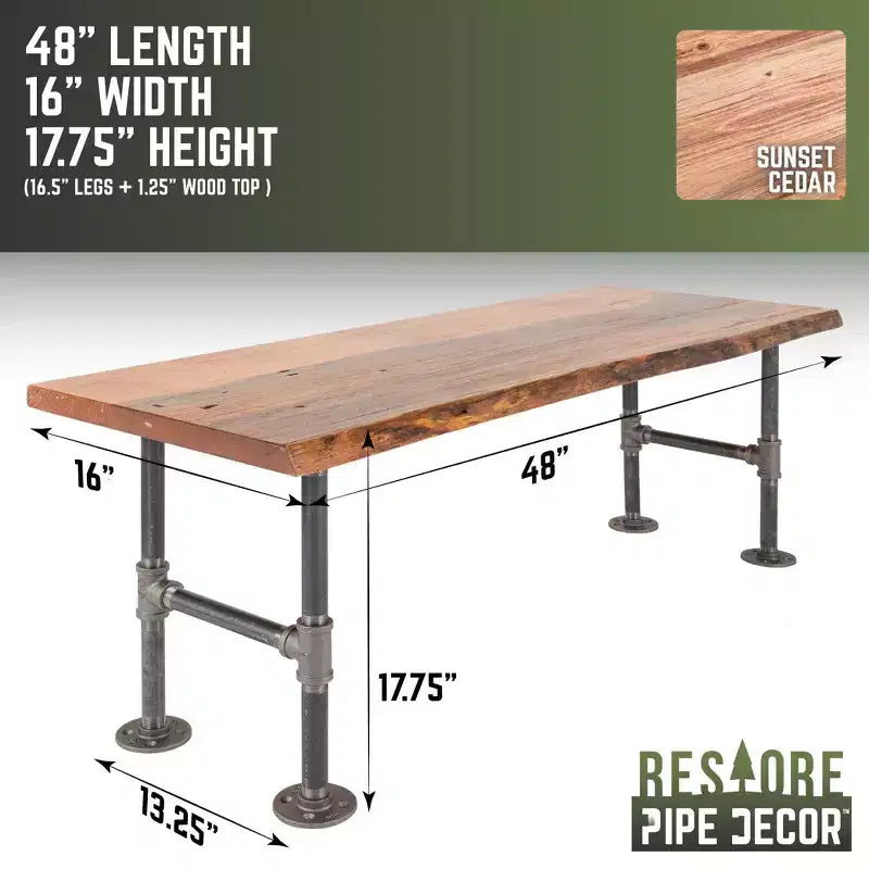 Sunset Cedar Live Edge Wood Accent Bench