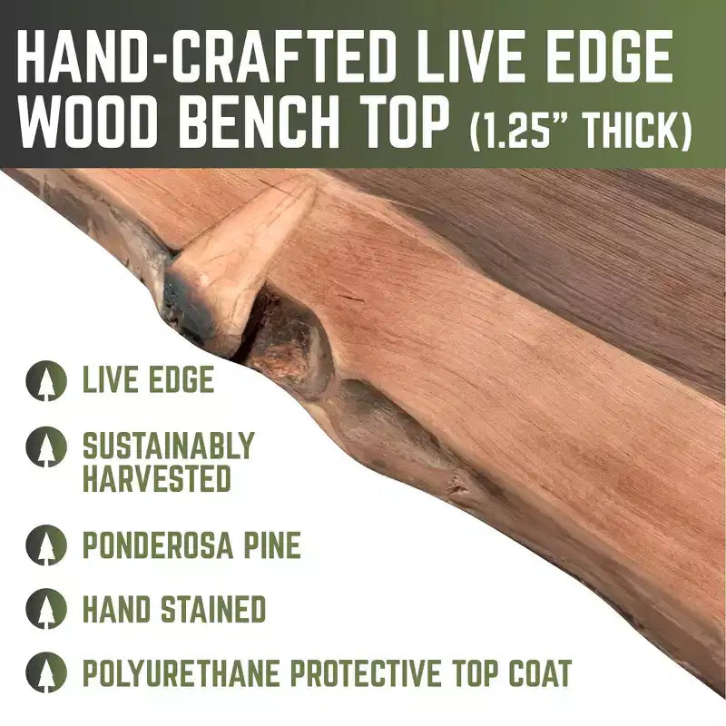 Sunset Cedar Live Edge Wood Accent Bench