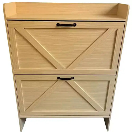 2-Drawer Slim Shoe Cabinet with Metal Legs