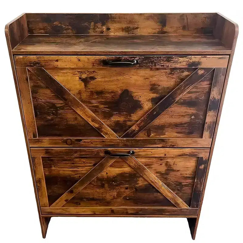 2-Drawer Slim Shoe Cabinet with Metal Legs