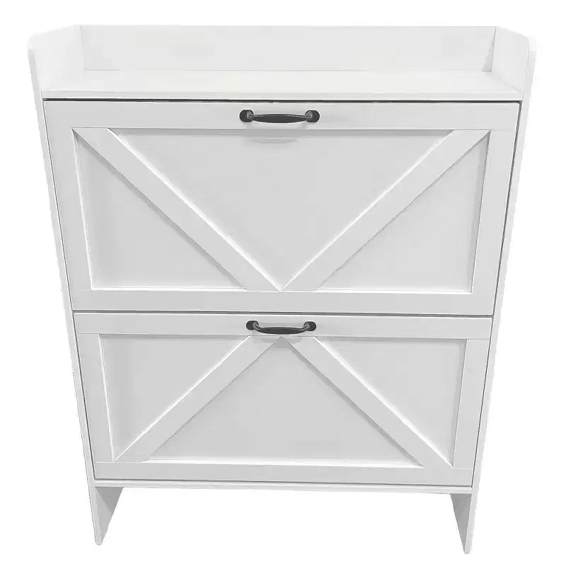 2-Drawer Slim Shoe Cabinet with Metal Legs