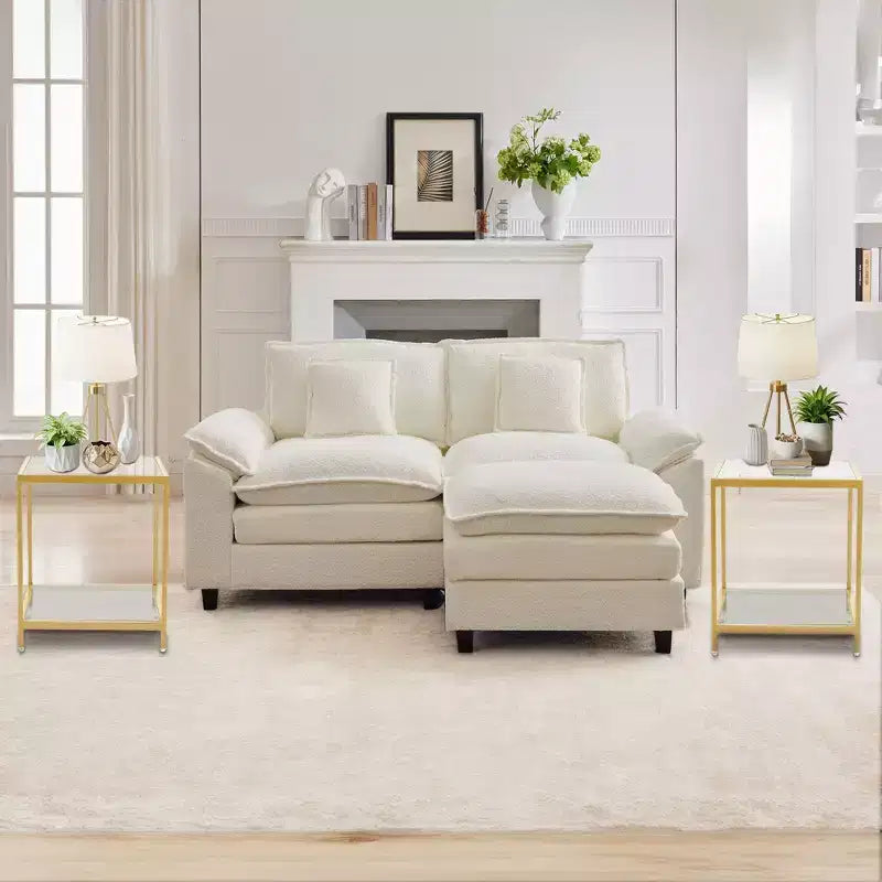 20 in. Square 2-Tier Tempered Glass End Table with Metal Frame