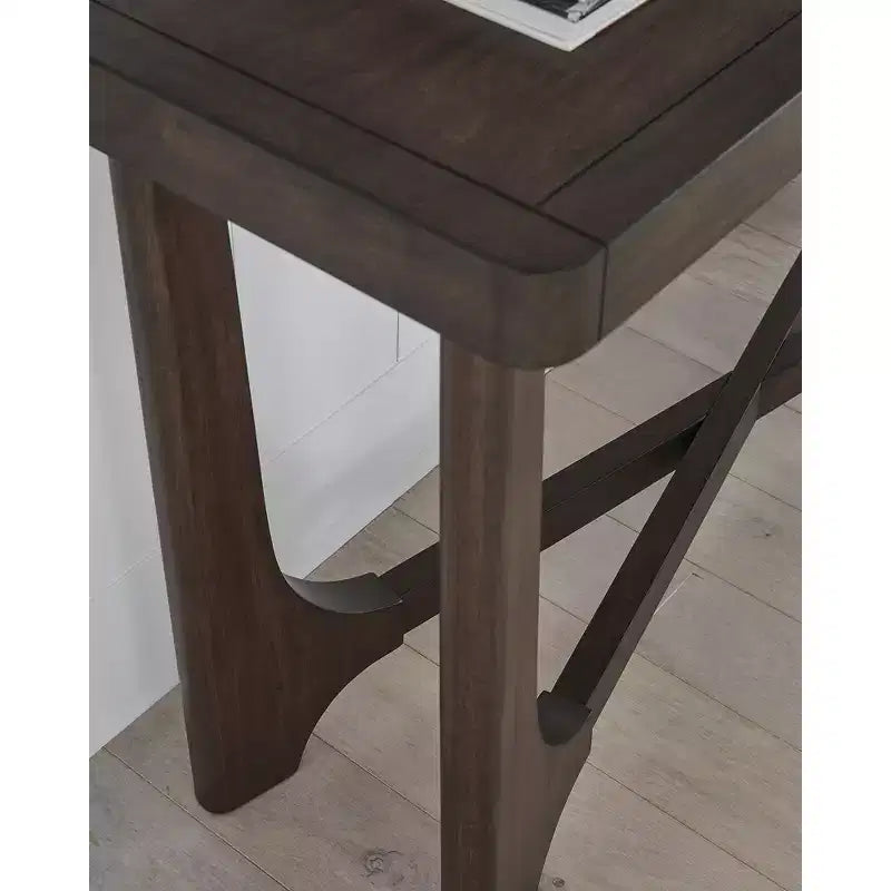 Dark Brown Sofa Table with Double Wishbone Base