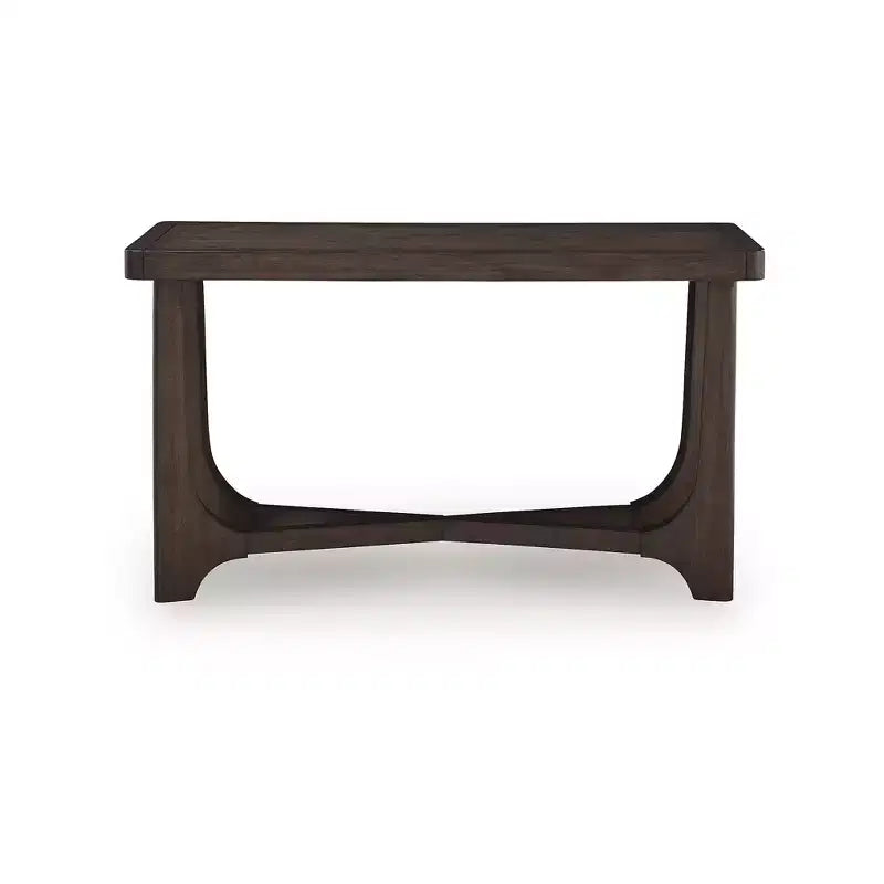 Dark Brown Sofa Table with Double Wishbone Base