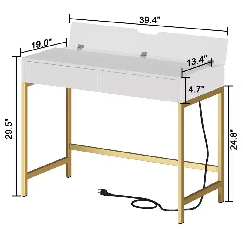 Modern Vanity Table with Mirror and USB Ports
