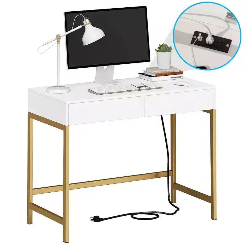 Modern Vanity Table with Mirror and USB Ports