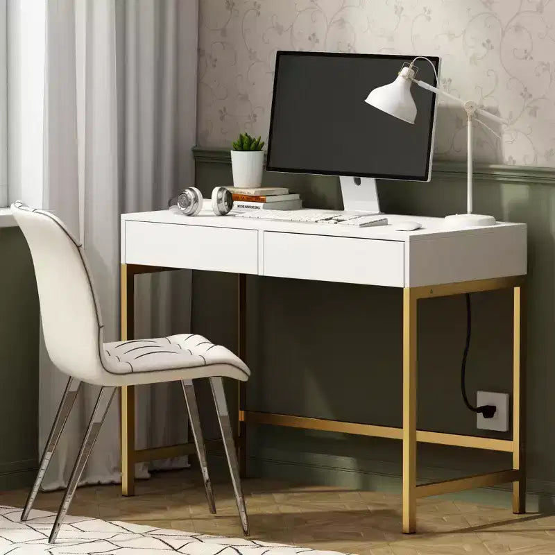 Modern Vanity Table with Mirror and USB Ports