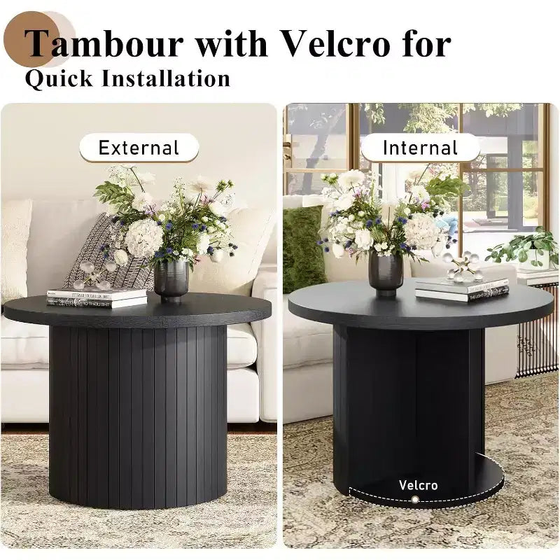 Nesting Coffee Table Set of 2, Round Side Tables for Living Room