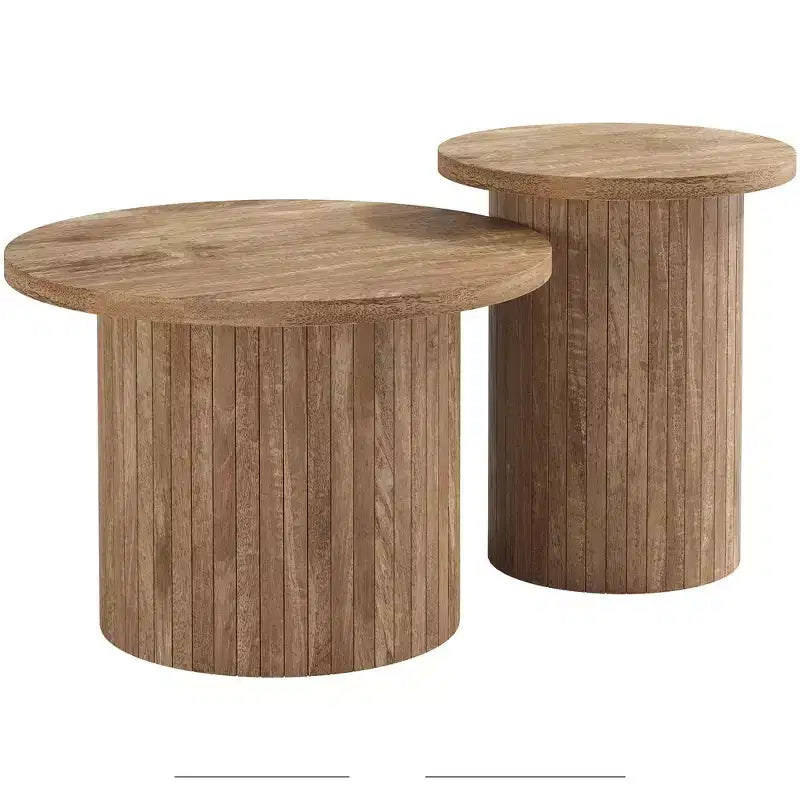 Nesting Coffee Table Set of 2, Round Side Tables for Living Room