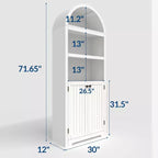 Libreria ad arco a 5 ripiani con doppie ante e ripiani regolabili, 183 cm