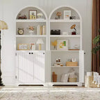 Libreria ad arco a 5 ripiani con doppie ante e ripiani regolabili, 183 cm