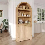 Libreria ad arco a 5 ripiani con doppie ante e ripiani regolabili, 183 cm