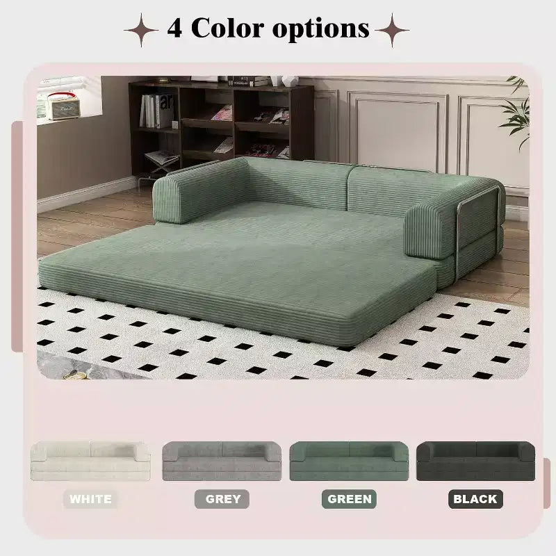 Convertible Corduroy Sleeper Sofa Bed - 3-Seat Folding Futon Couch