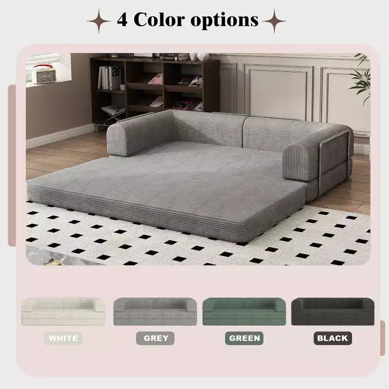 Convertible Corduroy Sleeper Sofa Bed - 3-Seat Folding Futon Couch