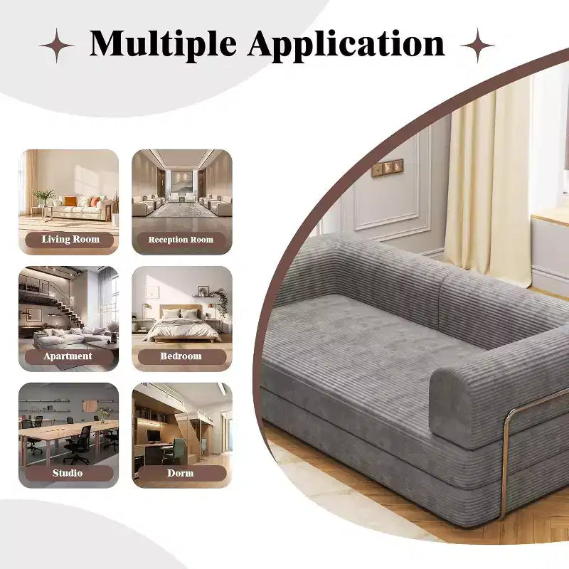 Convertible Corduroy Sleeper Sofa Bed - 3-Seat Folding Futon Couch