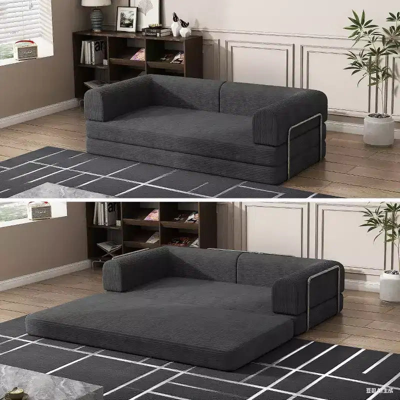 Convertible Corduroy Sleeper Sofa Bed - 3-Seat Folding Futon Couch