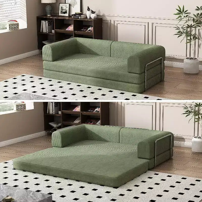 Convertible Corduroy Sleeper Sofa Bed - 3-Seat Folding Futon Couch