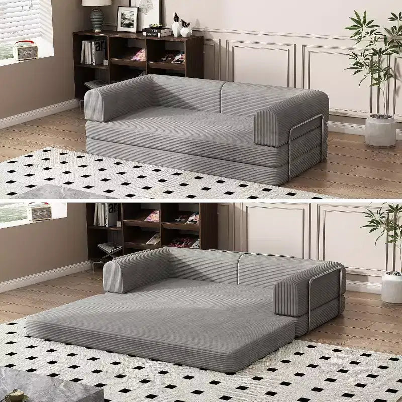Convertible Corduroy Sleeper Sofa Bed - 3-Seat Folding Futon Couch