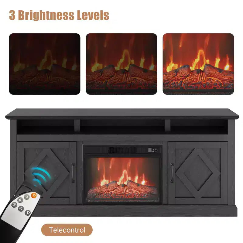 67-Inch Freestanding TV Stand with 23-Inch Recessed Electric Fireplace