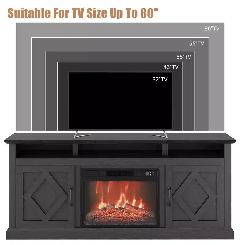 67-Inch Freestanding TV Stand with 23-Inch Recessed Electric Fireplace