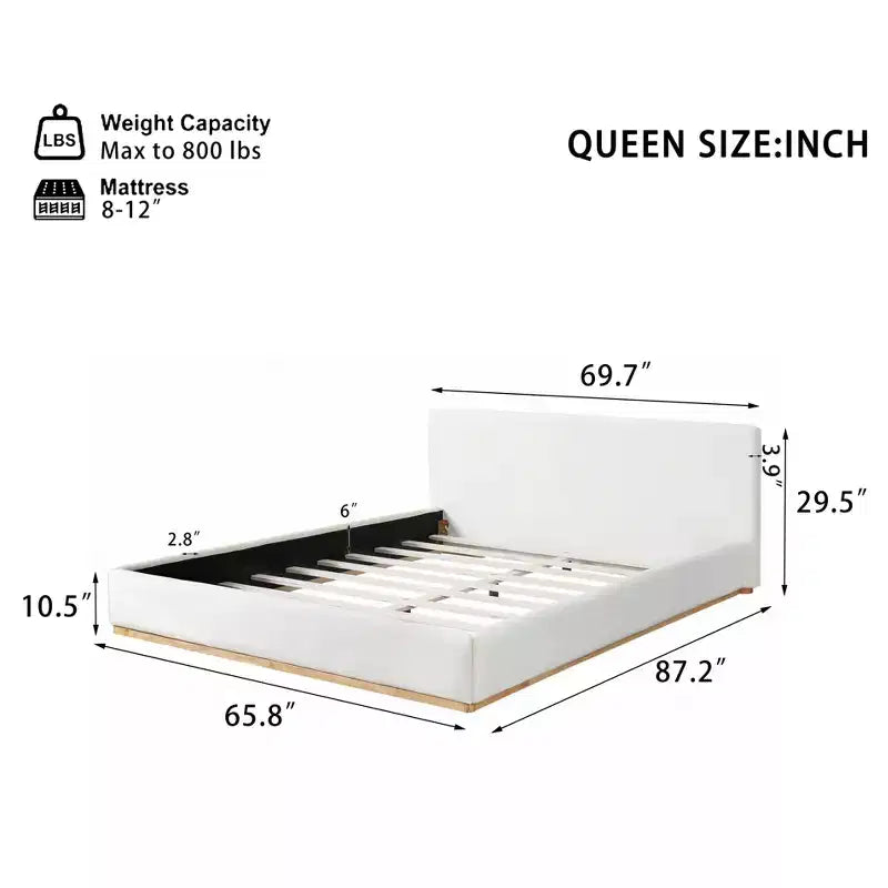 Modern Minimalist Velvet Upholstered Platform Bed